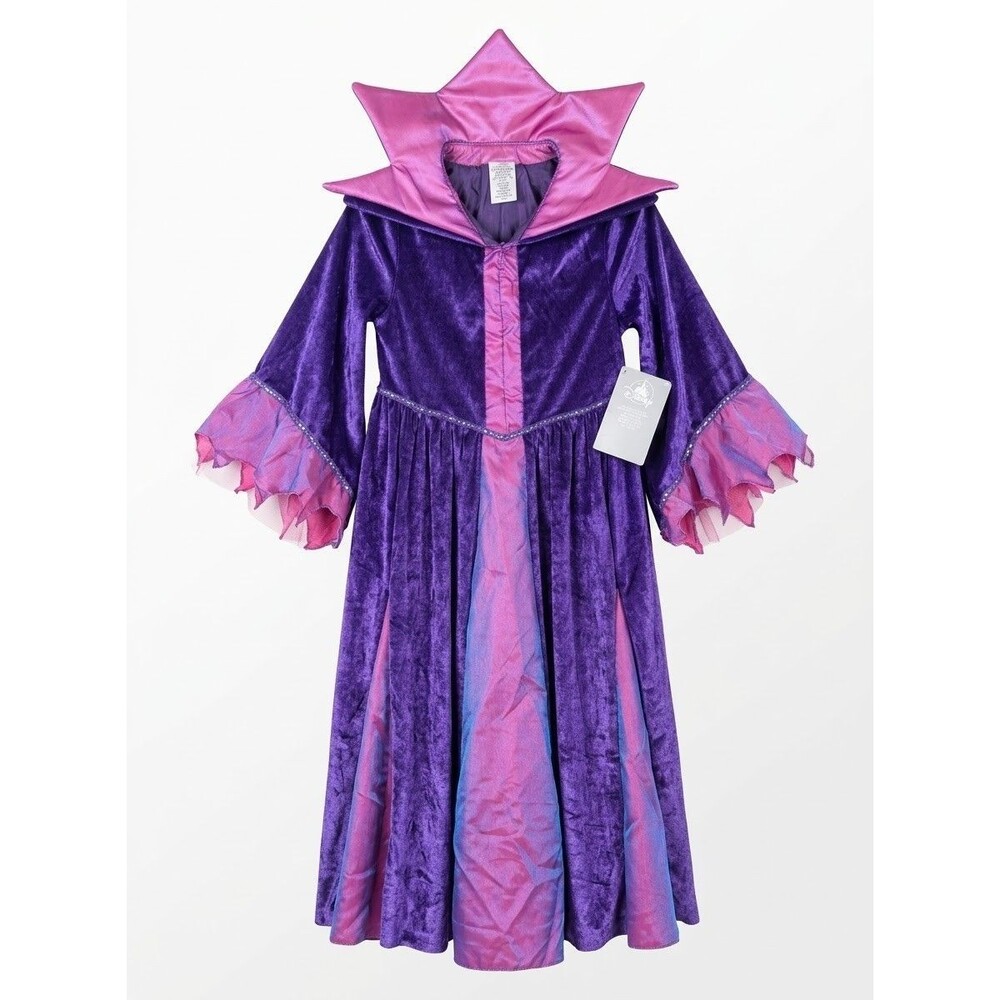 Disney Store Girls Evil Queen Costume Dress Velvet Gown Purple Pink Size 7/8 NWT